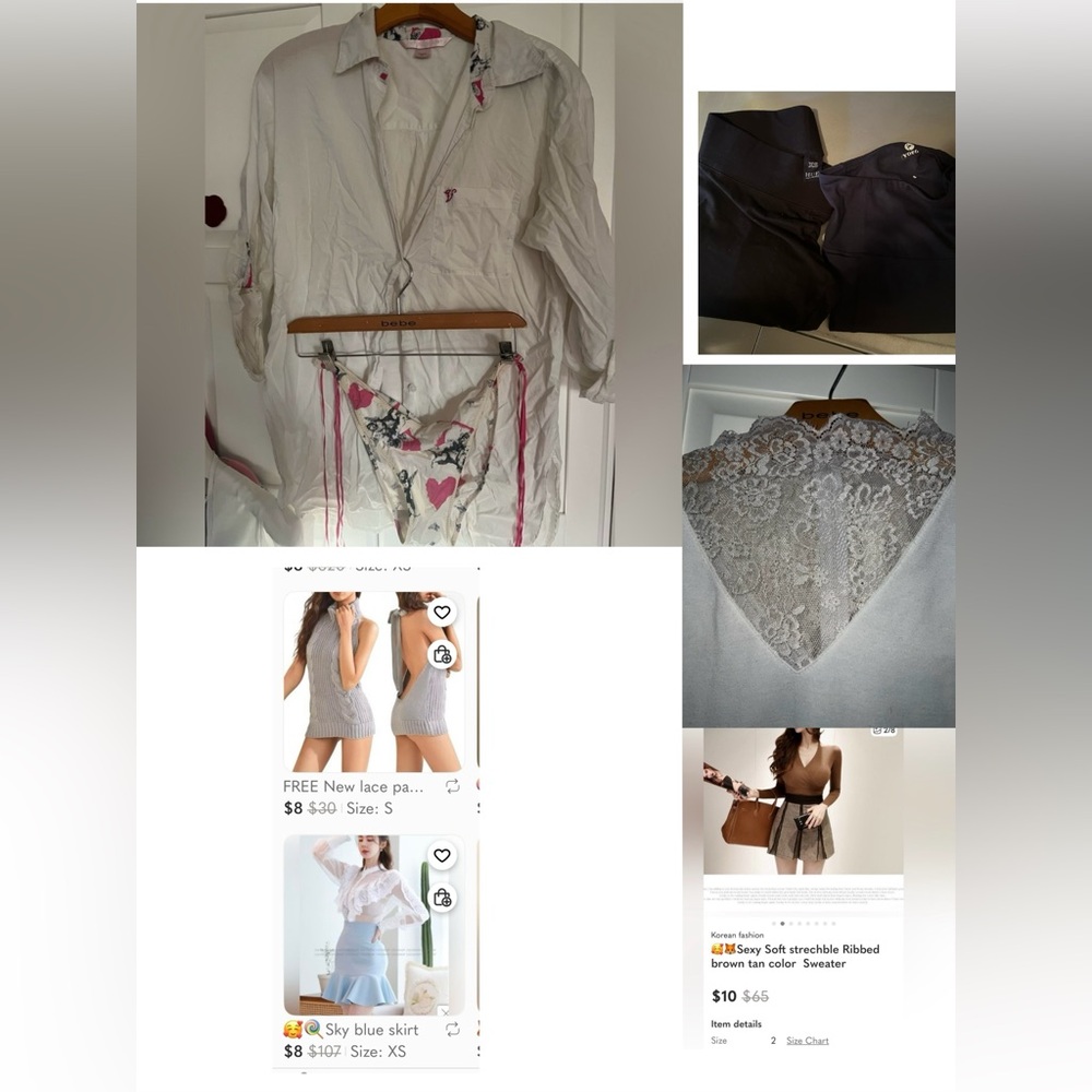 😍3for 1 Price🦊pijama Shirt bikini set SzXS &White lace inserted Top.